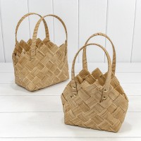Корзины плетёные Набор 1/2 25*12*17 (±5%) из секвойи с ручками Натуральный 1/24 Арт: 420195/2368