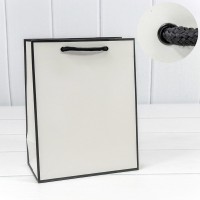 Пакет подарочный "Рамка узкая" Белый/Чёрный 18*23*10 230г 1/20 1/360 Арт: 000201E