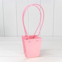 Пакет подарочный "Ваза для цветов" 12,5*12*8 260г "Ромбики" Розовый 1/10 1/200 Арт: 000235H/26