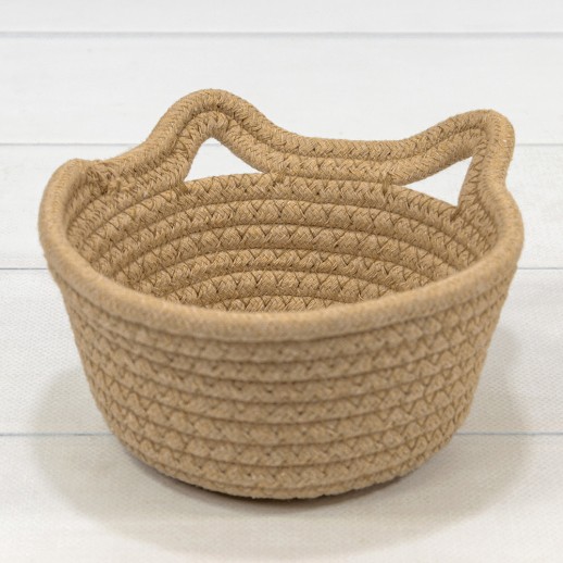 Корзина плетёная Круглая 16*8 (±5%) из хлопка с ручками Натуральный 1/150 Арт: 420166/76