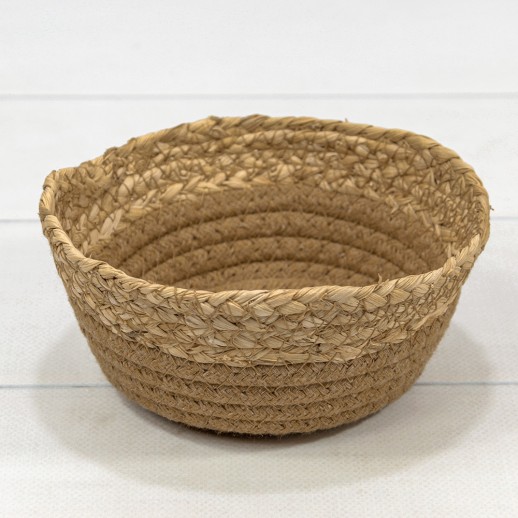 Корзина плетёная Круглая 15*7 (±5%) из камыша и хлопка Натуральный 1/120 Арт: 420167/79