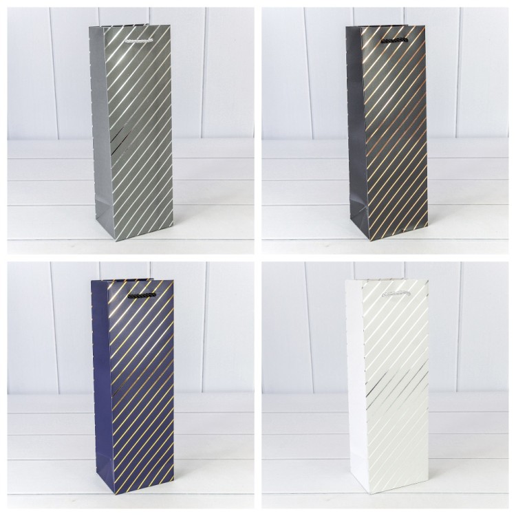 Пакет подарочный с тиснением "Полосы" (микс 264) 12*10*35 210г 1/20 1/240 Арт: 000264M