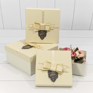 Коробки Квадратные Набор 1/3 19*19*9,5 с бантом "For You" Бежевый 1/36 Арт: 7201530/6