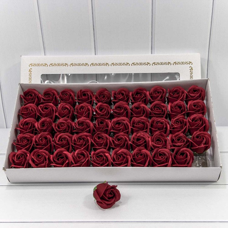 Декоративный цветок-мыло "Роза" класс А Винно-красный 5,5*4 50шт. 1/20 Арт: 420055/18