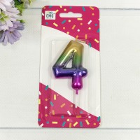 Свеча для торта Цифра 4 "Градиент" 6см 1/12 1/120 Арт: 20010-15/4