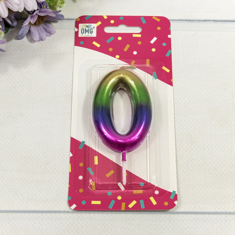 Свеча для торта Цифра 0 "Градиент" 6см 1/12 1/120 Арт: 20010-15/0