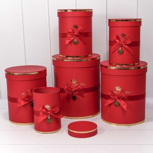 Коробки Цилиндр Набор 1/6 21*25,5 "Flowers for you" Красный 1/8 Арт: 720950/3