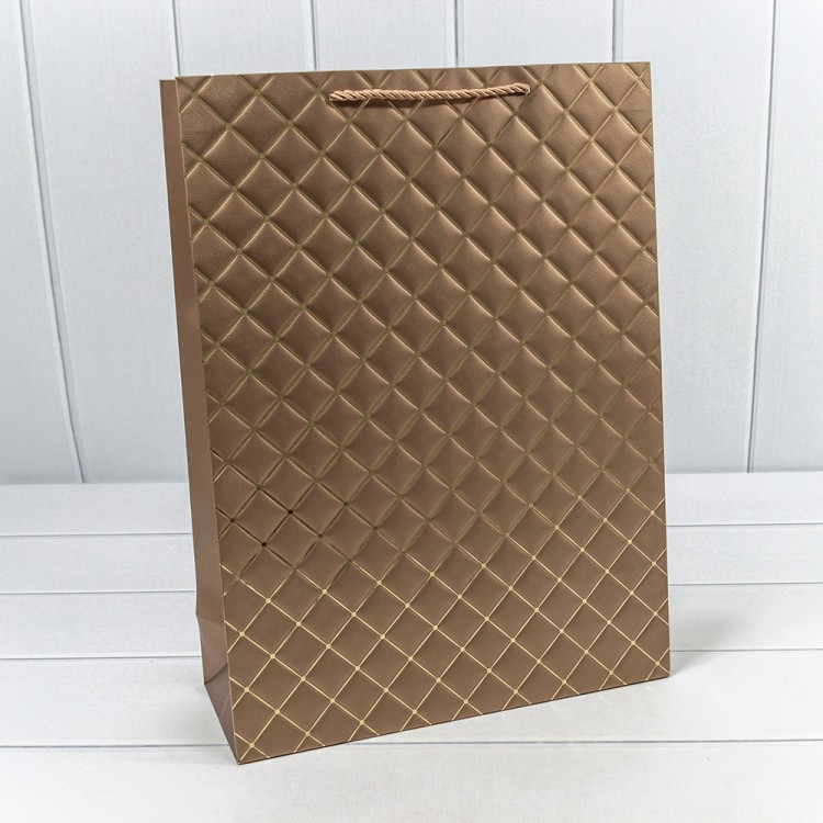 Пакет подарочный "Ромб" Бронзовый 31*42*12 210г 1/20 1/80 Арт: 000391A/4