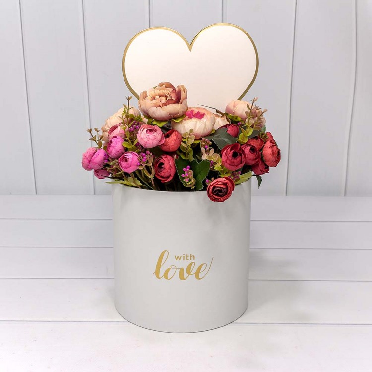 Коробки Цилиндр Набор 1/3 19*18,7 "С сердечком" Белый 1/18 Арт: 720795/2