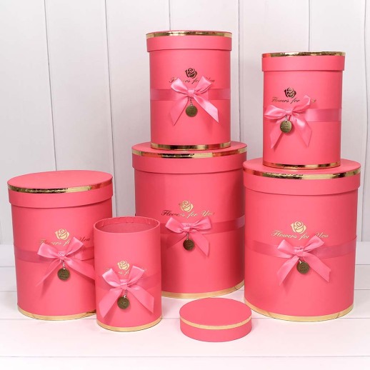 Коробки Цилиндр Набор 1/6 21*25,5 "Flowers for you" Тёмно-розовый 1/8 Арт: 720950/5