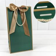 Пакет подарочный с лентой 20*38*12 210г Зелёный 1/10 1/120 Арт: 000505EM/15 - Пакет подарочный с лентой 20*38*12 210г Зелёный 1/10 1/120 Арт: 000505EM/15
