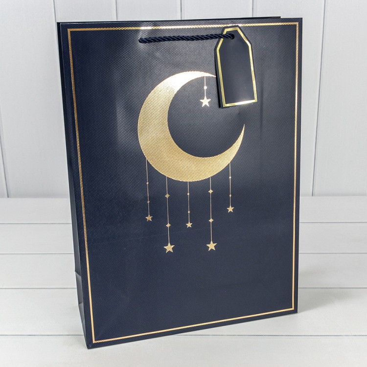 Пакет подарочный с тиснением "Полумесяц" (296) 31*42*12 210г Синий 1/20 1/80 Арт: 000296A/16