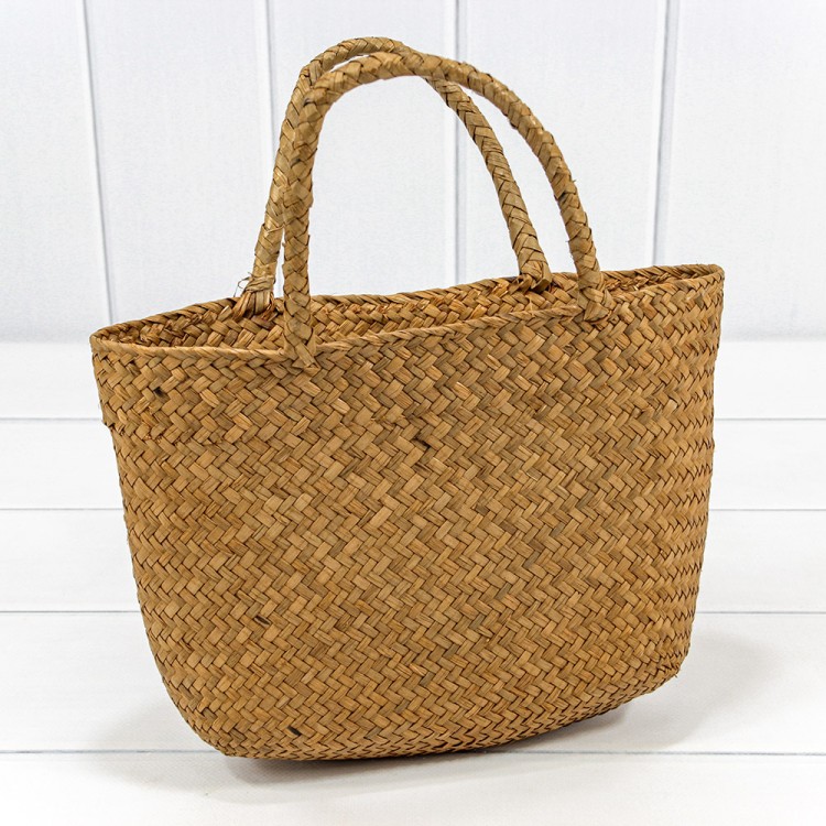 Корзина плетёная 28*17 (±5%) из камыша с ручками Натуральный 1/100 Арт: 420122/3