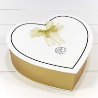 Коробки "Сердце" Набор 1/3 32*30,5*10 с двойным бантом Золотой/Белый 1/16 Арт: 720205/2