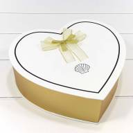 Коробки "Сердце" Набор 1/3 32*30,5*10 с двойным бантом Золотой/Белый 1/16 Арт: 720205/2 - Коробки "Сердце" Набор 1/3 32*30,5*10 с двойным бантом Золотой/Белый 1/16 Арт: 720205/2