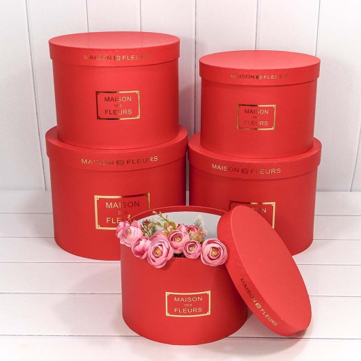 Коробки Круглые Набор 1/5 32*24,5 "Maison des Fleurs" Красный 1/4 Арт: 7215006/074