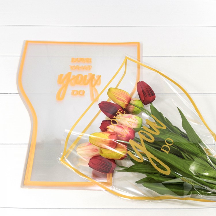 Пакет "Конус для цветов" 36*20*45 (30 шт.) Жёлтая рамка 1/100 Арт: 001510/3