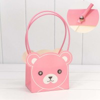 Пакет подарочный "Ваза для цветов" 14,5*10*14,5 "Мишка" Тёмно-розовый 1/10 1/150 Арт: 000176GA/26