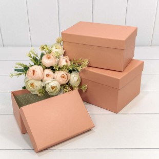 Коробки Прямоугольные Набор 1/3 22*15*11,5 Бежево-красный 1/24 Арт: 7213367/1908