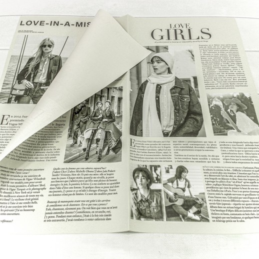 Плёнка в листах 56,5*56,5 (20 шт.) матовая "Газета GIRLS" 65мкм Серый 1/60 Арт: 1616/CG1